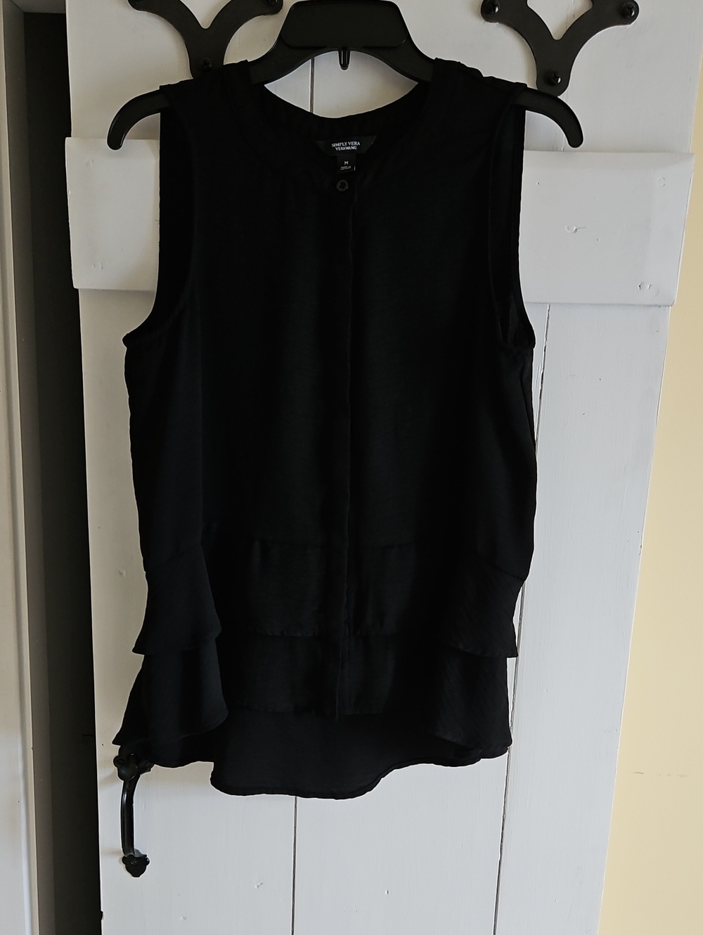 Simply Vera Vera Wang Black Sleeveless Ruffle-Hem Camisole
